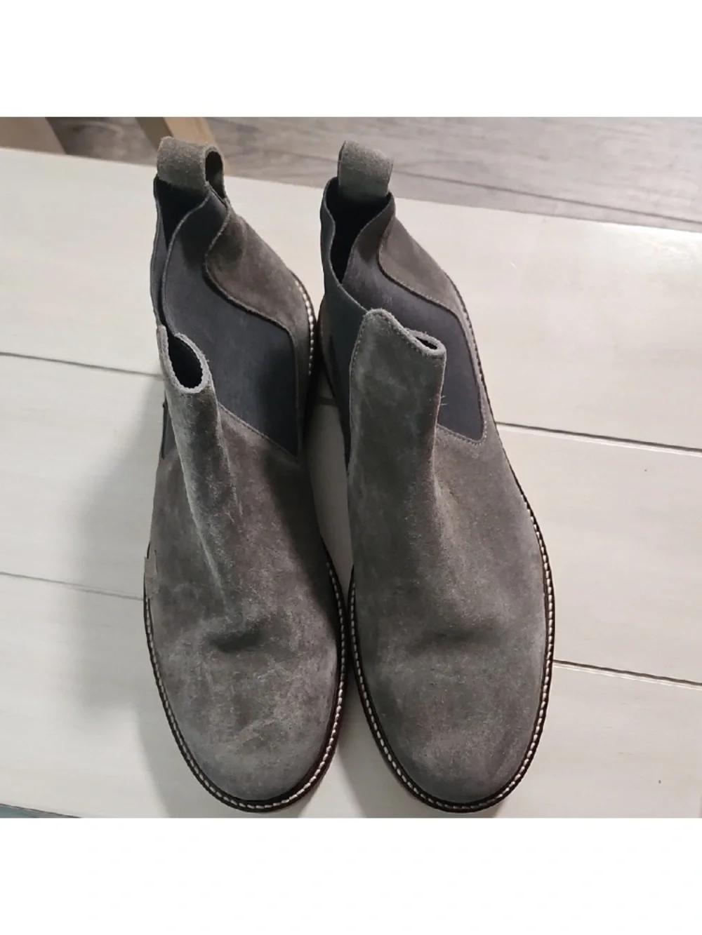 Men's Gray Suede Chelsea Boots - Slip-On Comfort